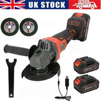 Brushless Cordless Angle Grinder 125mm M14 Electric Cutting Machine Power Tools with 2 Batteries & 2*Disc