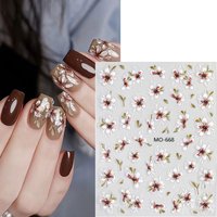 1pcs 3D Autumn Winter Maillard Flower Nail Stickers Hibiscus Petal Cherry Blossom Nail Decals Self-Adhesive Nail Supplies E35re