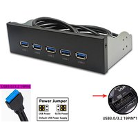 20Pin 5Port USB 3.0 Front Panel 5Gbps USB3.0 Hub Expansion Cable Adapter Metal Bracket for PC Desktop 5.25 inch CD-ROM Drive Bay