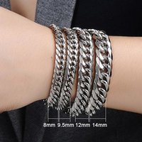 316L Stainless Steel Cuban Chain Bracelet For Men Punk Hand Chain Male Jewelry Accessories 8mm-14mm Wide