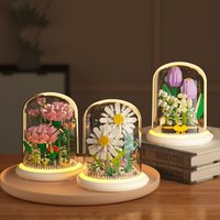 Building block pot Immortal flower Plant Small brick tulip ornament Toy Valentine Birthday Gift Glow Easter gift