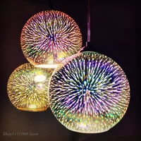 Modern 3D Colorful Glass Pendant Light Fire works Design Creative Hanging Lamp for Loft Bar Dining Room