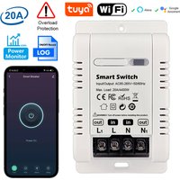 Tuya 20A Smart Switch Circuit Breaker APP Control Power Monitor Overload Protection Works with Alexa Google Home Siri