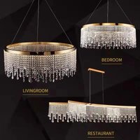 Factory Selling Nordic K9 Crystal Chandelier Luxury Hanging Lamp Gold Led Circle Ceiling Pendant Light Lustre Home Decor