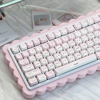 MAIMOOO Cute Cat Head Keycap MAO Profile PBT Five-sided Sublimation Berry Meow Custom Pink Keycaps for Mechanical Keyboard