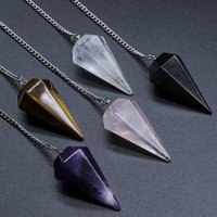 Natural Rose Quartz Crystal Pendulum Hexagonal Cone Dowsing Charms for Divination Healing Reiki Spiritual Meditation Jewelry