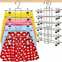 6 Layer Clothes Hangers Multilayer Skirt Trouser Hanger for Pants Non Slip Metal Hanger Clips Clothing Storage Rack Holder