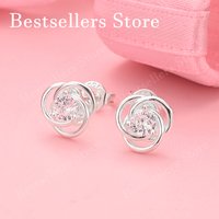 Charming 925 Sterling Silver Exquisite Flower Zirconia Earrings, Stylish Women's Wedding Party Jewelry Gift