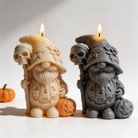 Happy Halloween Gnome Silicone Mold Pumpkin Gnomes Soy Wax Candle Mold Resin Skeleton Plaster Mould for Haunted House Prop Decor