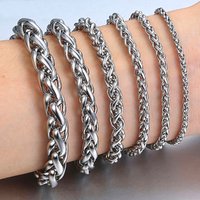 3MM-8MM Stainless Steel Hand Chain Bracelet For Men Women Jewelry Punk Accessories