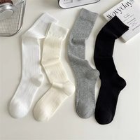 1/4paris Women Stockings Women's Mid-calf Socks JK Lolita Sweet Girls Long Socks Stocking Solid Color Black White Gray Knee Sock