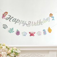 Cartoon Mermaid Conjoined Letter Banner Girl's Birthday Party Decoration Paper Pendant Atmosphere Props Decor