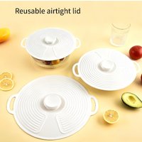 3pcs Silicone Lids Set with Double Handle Pot Lid Heat-Resistant Microwave Splatterproof Cover Reusable for Bowls Plates Pans