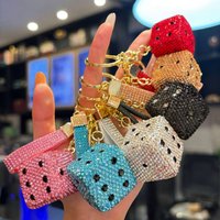 Simple Korean Style Clay Dice Keychain - Full Rhinestone Car Key Ring & Bag Charm for Women