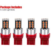 4PCS 7443 7440 LED Red Strobe Flash Blinking Tail Parking Light Bulbs Automotive Lighting Car Engine Replacement Parts