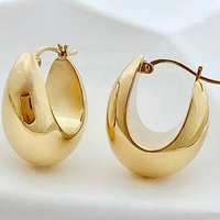 Fashion Classic Design Golden Plated U-shaped Hoop Earrings Women's Elegant Simple Banquet Anniversary Jewelry Accessories Gifts