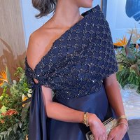 Luxury Prom Dress Navy Blue One Shoulder Evening Dress Party Dresses Crystals Sequins Beaded Satin Trailing Maxi Gown Customized