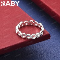 URBABY 925 Sterling Silver Size 7-10 Round Ring For Women Men Grace Jewelry Trend Fashionable Birthday Party Gifts