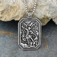 Men's 316L Stainless Steel Archangel Protection Pendant Necklace Fashion Guardian Angel Charm Religious Jewelry Gifts Wholesale