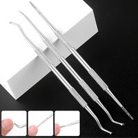 3pcs Nail Spoon Shaver Stainless Steel Curling Double Head Groove Multi-functional Inlay Foot Care Tool pedicure professional