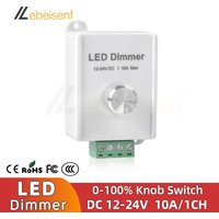 New Mini LED Knob Dimmer DC 12V 24V 10A 1 Channel Lighting Controller Metal Rotary for Indoor LED COB Single Color Lamp Strip