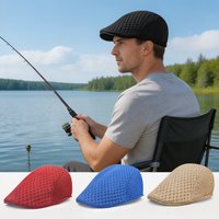 Hot Sales Summer Berets Men Women Hollow Mesh Breathable Front Hat Forward Caps Unisex Outdoor Travel Fishing Hat Flat Sun Hats