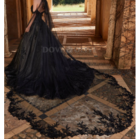 Black Gothic Wedding Veils Marrige hochzeit Bride Veil Women Accessory Bridal Hair Decoration velo de novia catedral Customized image 4