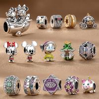 Cartoon Charms for Women Bracelet, Mickey Minnie Cinderella Carriage Frog Evil Eye Pig Butterfly DIY Jewelry Beads
