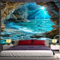 VIKAMA 2026 New Arrival Beach Scenery Tapestry | Cave-Themed Wall Hanging | Fabric Decor for Living Room Bedroom