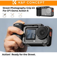 K&F CONCEPT Street Photograph Shooting Grip Cage for DJI Osmo Action 6 Metal Frame with Magnetic Handle One-Touch Battery Swap