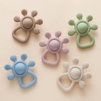 Baby Rattle Silicone Teether Food Grade Teething Rattle Baby 0-12 Toys Sensory Toys for Toddlers Silicone Hand Bell Silicone Toy