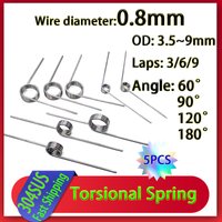 5Pcs Wire Diameter 0.8mm Stainless Steel Small Torsion Spring Torsion Hairpin Spring V-shaped Customizable 60/90/120/180 Degree