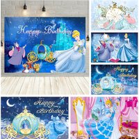 Disney Cinderella Pumpkin Carriage Girls Birthday Party Banner Backdrop Custom Children Room Photography Poster Decor Background