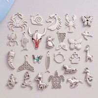 6pcs Personality Sea Turtle Fish Tail Giraffe Pendant Animal Charm Stainless Steel Charms For Jewelry Making DIY Keychain Gifts