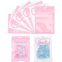 20pcs/lot Transparent OPP Self-Sealing Bags Pink Bow Pattern Cute Packaging Pouches For Candy Jewelry Snacks Gifts Storage Bags