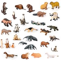 Simulation Forest Wild Animal Capybara Raccoon Badger Wolverine Anteater Beaver Otter Model Figure Collector Toys Gift For Kids