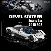 4016PCS Officially Licensed Devel Sixteen V16 Sports Super Car,City Vehicle Building Blocks Racing Fans Toys Xmas Birthday Gifts