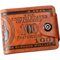 Men Dollar Pattern Leather Wallet Hasp Design Zipper Card Holder Coin Pocket Classic Purse for Daily Use