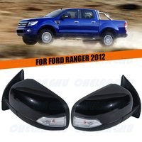 For Ford Ranger 2012 2013 2014 2015 2016 2017 2018 2019 2020 2021 Car 9 Pin Black Painted Power Fold Puddle Lamp Mirror Assembly