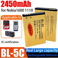 BL-5C Battery for Nokia BL5C 1600 6230 2600 1100 1110 1200 1208 2700 3100 3110 N70 3.7V 2450mAh Mobile Phone Replace Batteries