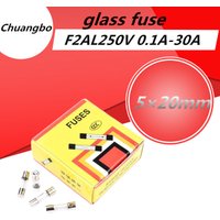 1 box 100pcs 5*20MM Glass Tube Fuse F2AL250V 0.1A 0.2A 0.3A 0.5A 0.63A 0.75A 0.8A 1A 2A 3A 3.15A Fast Quick Blow Fuses