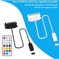 5V 3Pin SATA ARGB Controller with Remote, RGB Fan Light Adapter for PC Case, Addressable LED Control