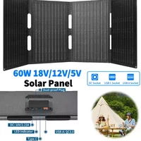 4-Fold 60W Folding Solar Panel IP65 ETFE Portable Solar Panel Charge Solar Cell for Cell Phone Laptop Backpacking Camping Hiking