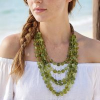 Bohemian Multi-layered Acrylic Bead Handmade Beaded Statement Necklace For Women Seaside Vacation Neck Jewelry Accessory