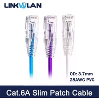 Cat6A UTP Patch Cord 28AWG Slim Ethernet Cable RJ45 Network Cable Colour 4-Twisted Pair PVC Internet Lan Cable