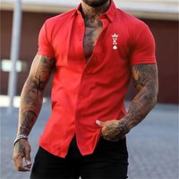 Men's shirt printed lapel summer short-sleeved Hawaiian simple new style daily vacation breathable casual and comfortable