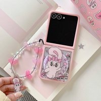 Cute 3D Rabbit For Magsafe Magnetic Stand Phone Case For Samsung Galaxy Z Flip 7 Flip6 5 flip5 6 7 Cover Cartoon Protective Case