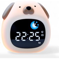 New Bright Alarm Clock with Sleep Trainer Dog Design Toddler Night Light USB Powered 8 Colors & 6 Sounds Sound Machine for Kids