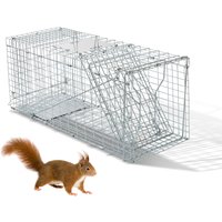 32" Live Animal Cage Trap, Humane Cat Trap with Handle for Rabbits, Stray Cats, Squirrels, Raccoons, Groundhogs and Opossums