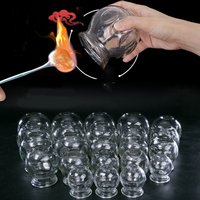 12 pièces/6 pièces de ventouses en verre à paroi épaisse antidérapantes pour la thérapie traditionnelle chinoise, destinées au soulagement des douleurs musculaires du dos et du corps.